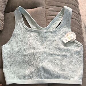 Aerie MINT Blue Textured Sports Bra